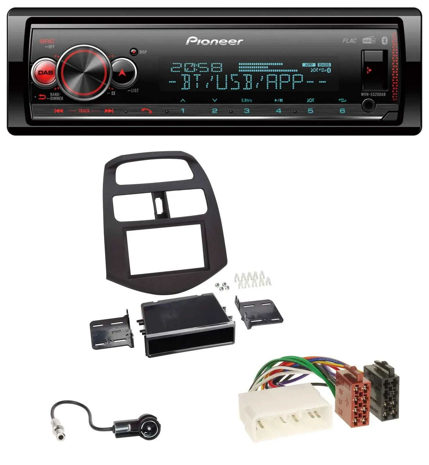 Автомагнитола для Chevrolet Spark Pioneer Bluetooth, USB, MP3, DAB (2012–2013)