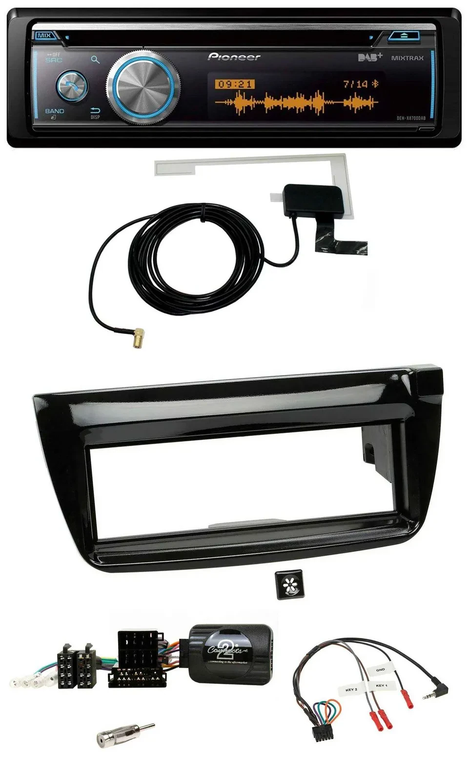 Автомагнитола Pioneer Bluetooth DAB USB CD для Fiat Doblo 2012–2015, черный глянец (piano black)