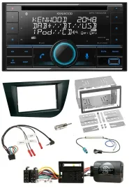 Автомагнитола для Seat Leon 2005–2009 Kenwood 2DIN, CD, DAB, USB, Bluetooth, поддержка управления на руле, черный