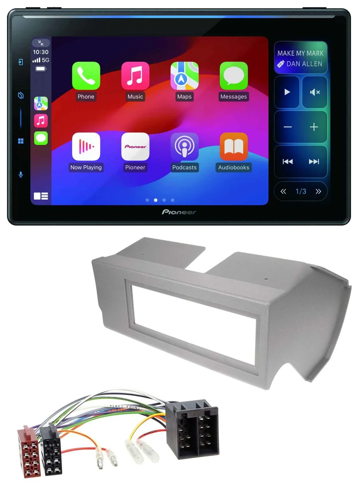 Pioneer Bluetooth DAB MP3 USB Autoradio für Fiat Panda (bis 2002) - grau