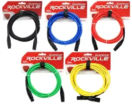 Микрофонный кабель Rockville RCXFM10P Multicolor 3.05 м (5 штук)