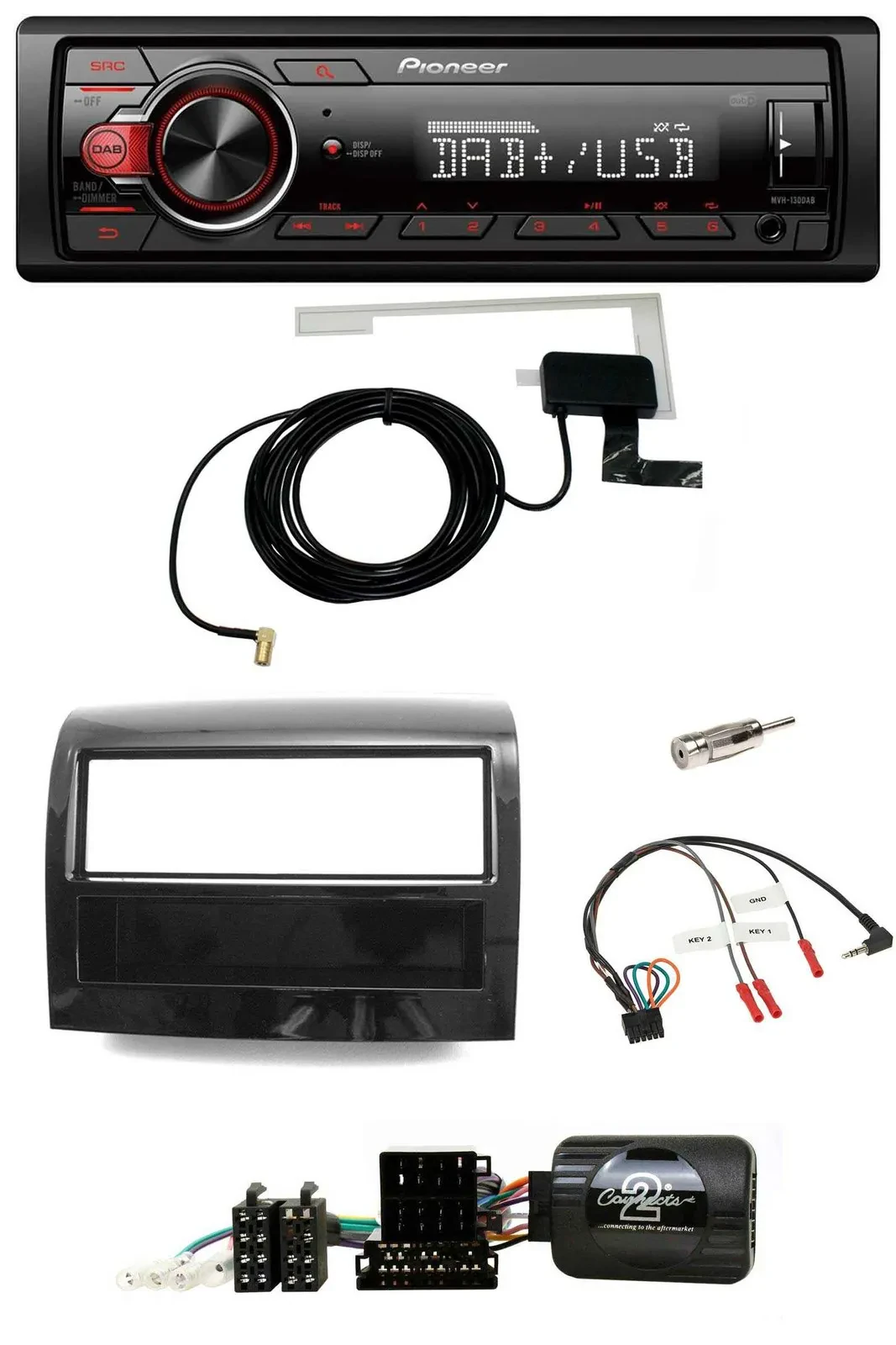 Автомагнитола для Fiat Ducato (2012–2015) Pioneer 1-DIN, MP3, DAB, USB, поддержка управления на руле, черный глянец (piano black)