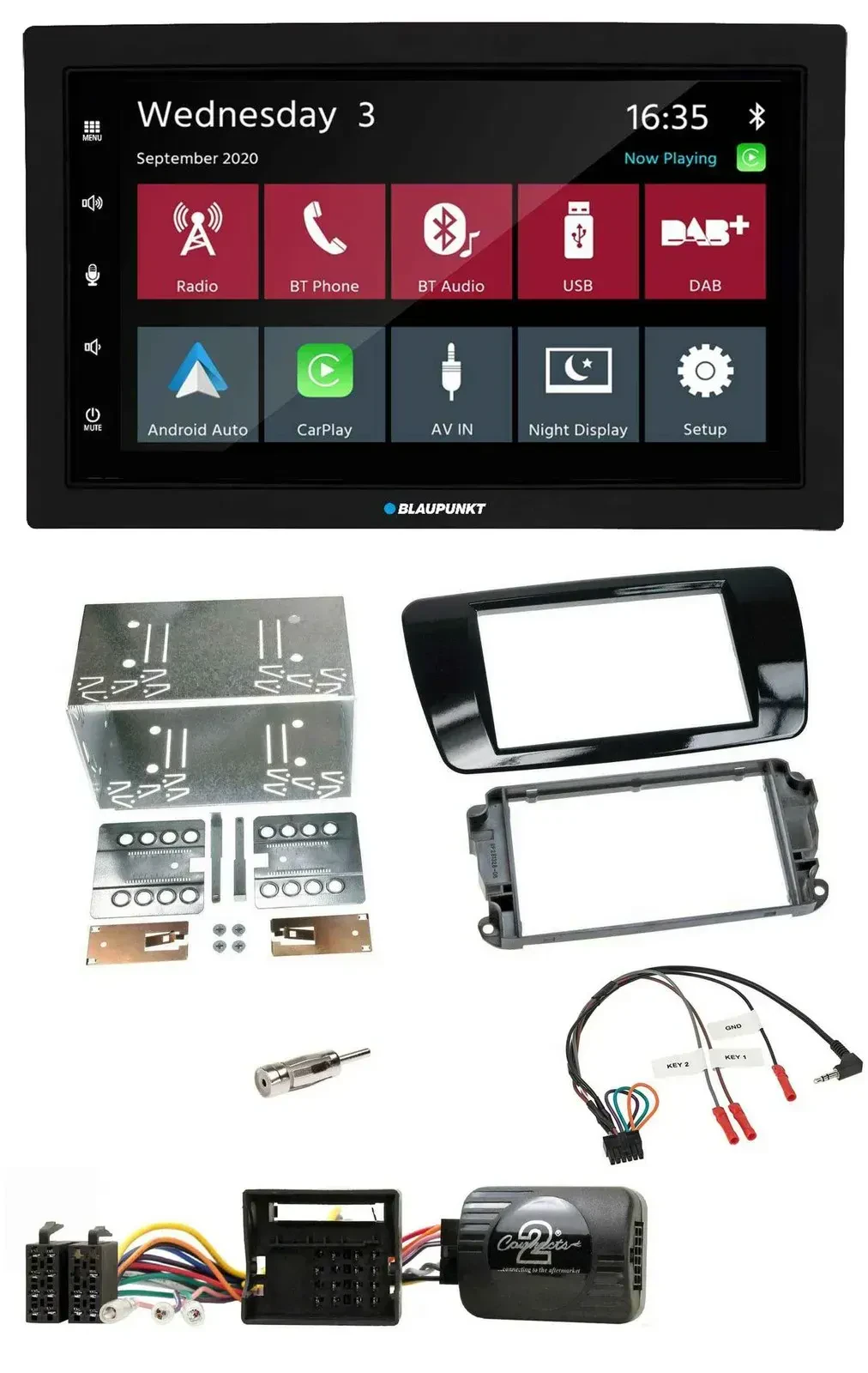 Blaupunkt DAB Bluetooth USB Lenkrad 2DIN Autoradio für Seat Ibiza ab 08 Klavierl