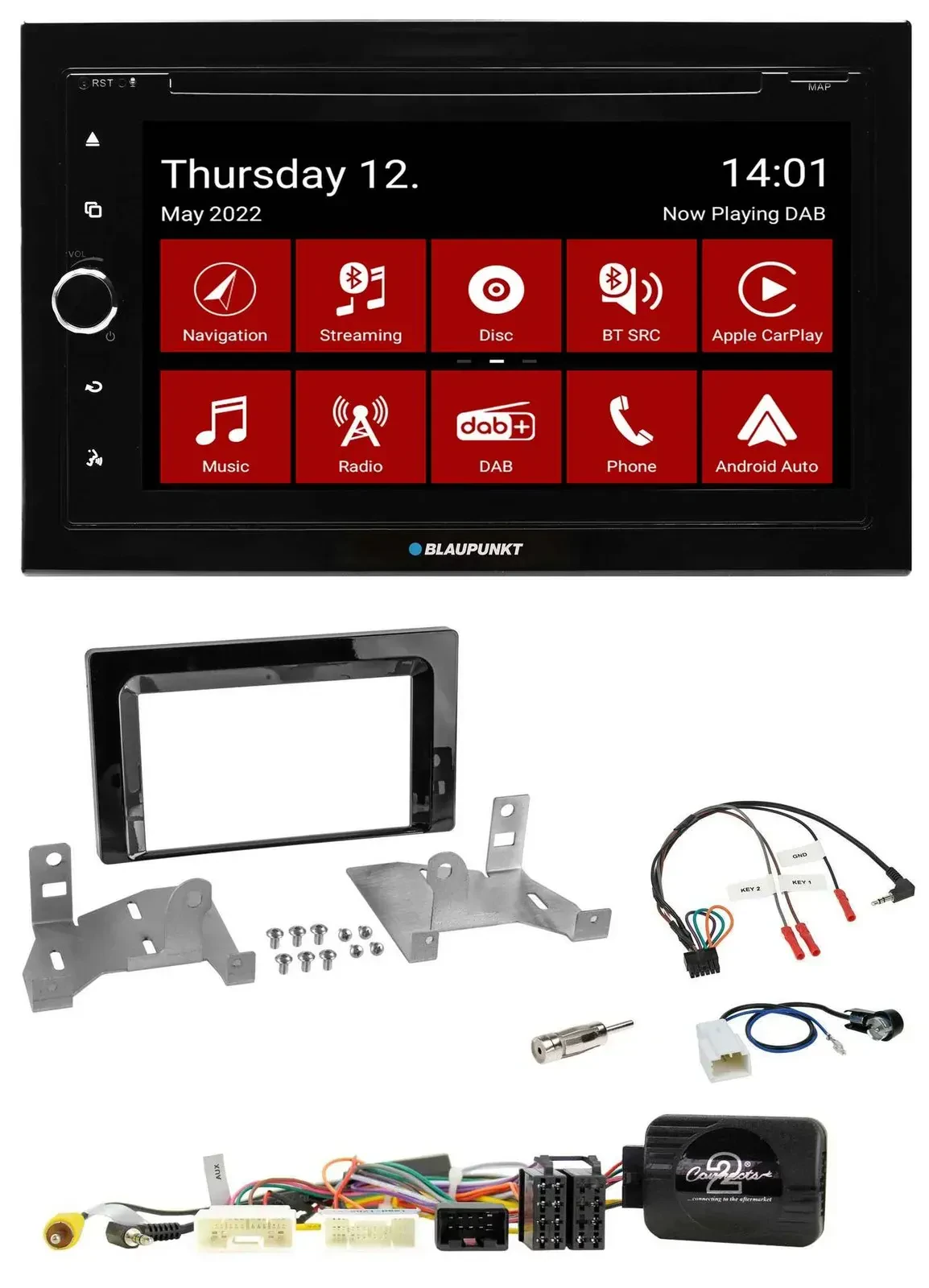 Blaupunkt 2DIN Lenkrad Bluetooth USB TMC DAB Navigation für Toyota Aygo AB7 ab 2