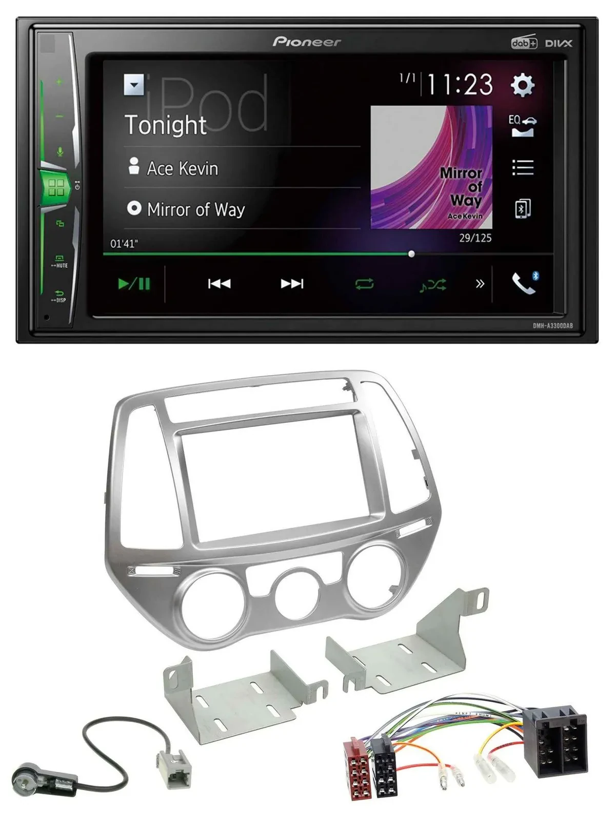 Автомагнитола для Hyundai i20 (2012–2014) Pioneer 2-DIN, MP3, DAB, USB, Bluetooth, для ручного климат-контроля