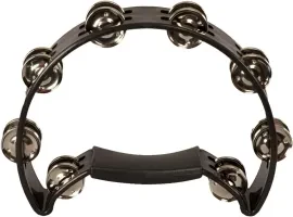 Coda Model DP-140-B - 8 Jingle Half Moon Professional Tambourine - Black