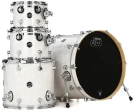 DW Performance Series 4-Piece Acoustic Drum Shell Pack, White Marine Pearl