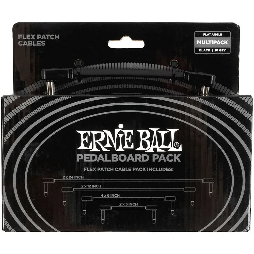 Патч-кабель для педалборда Ernie Ball Flex Patch Cables чёрный (набор)