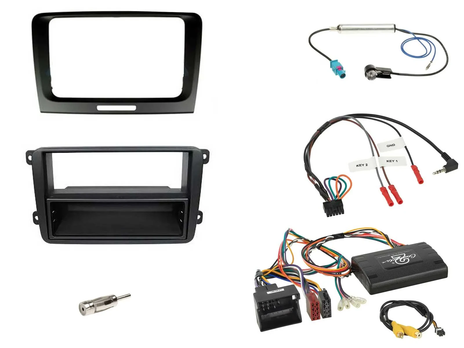 Einbauset Lenkradadapter DIN Autoradio für Skoda Superb 08-15 40pin schwarz