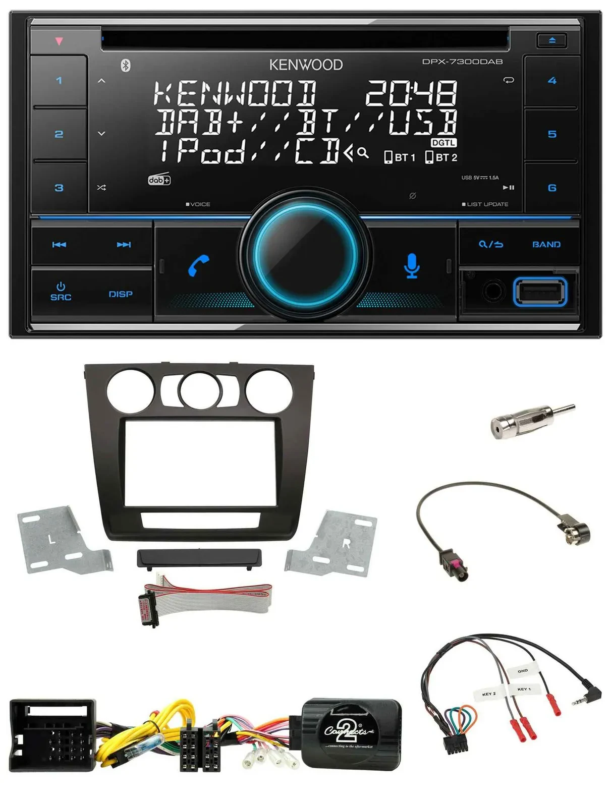 Kenwood CD 2DIN DAB USB Lenkrad Bluetooth Autoradio für BMW 1er man. Klima E87/E