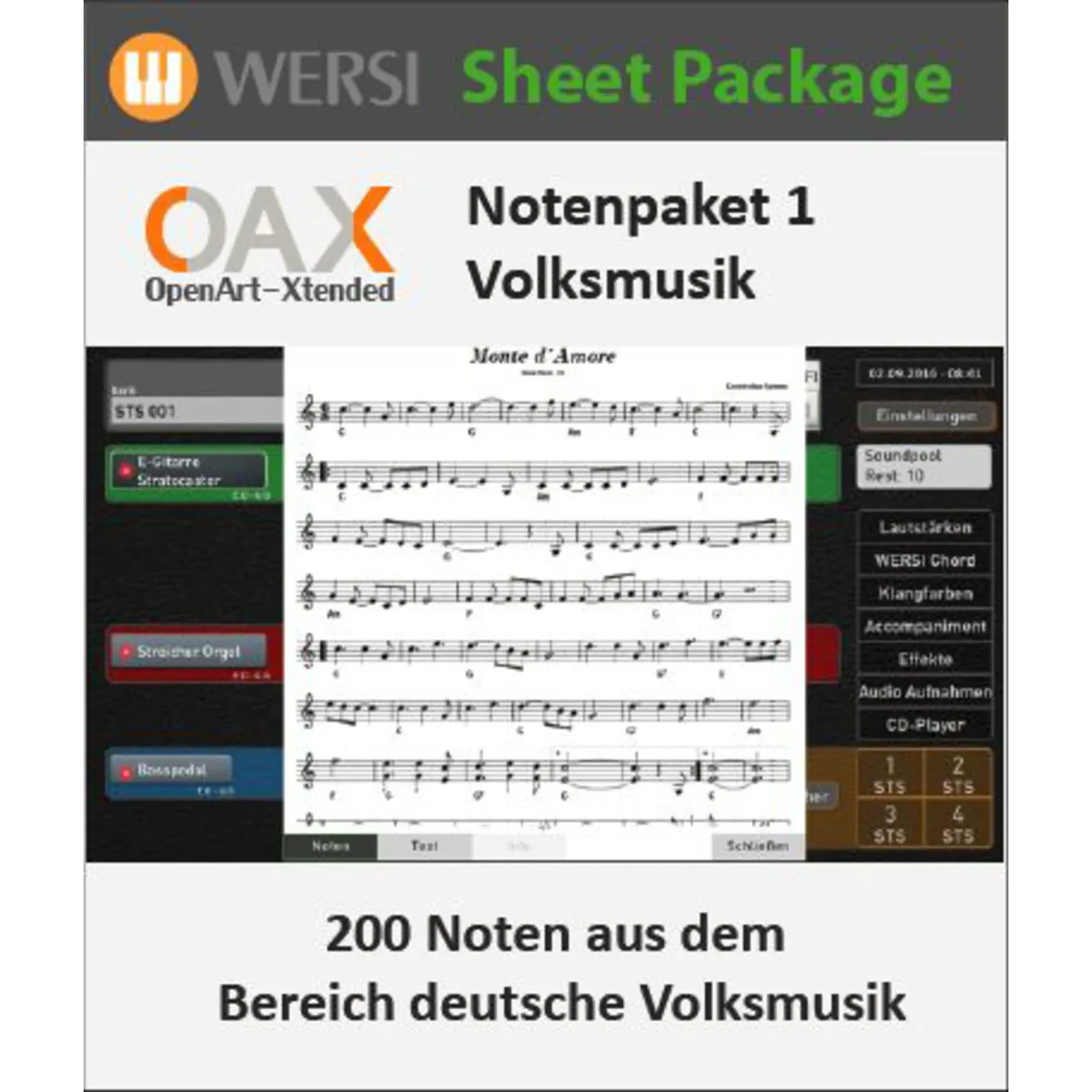 Wersi OAX Notenpaket 1 Deutsche Volksmusik Activation Key Orgel Software SONIC