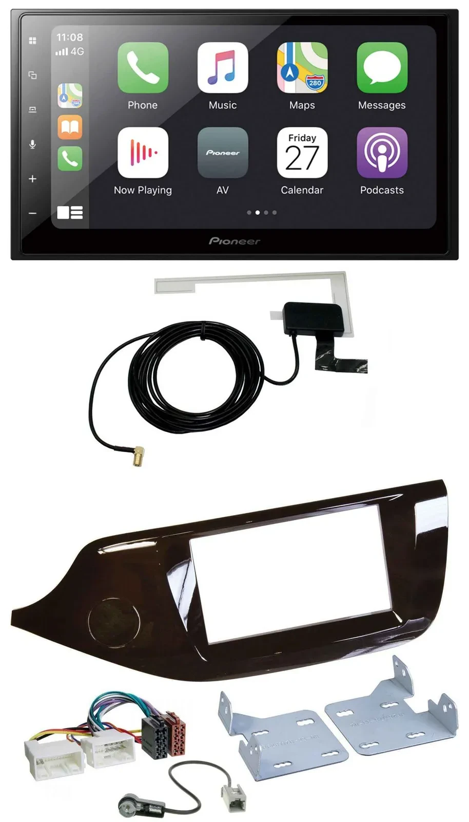Автомагнитола Pioneer 2-DIN USB MP3 Bluetooth DAB для Kia Ceed (с 2012), глянцевая