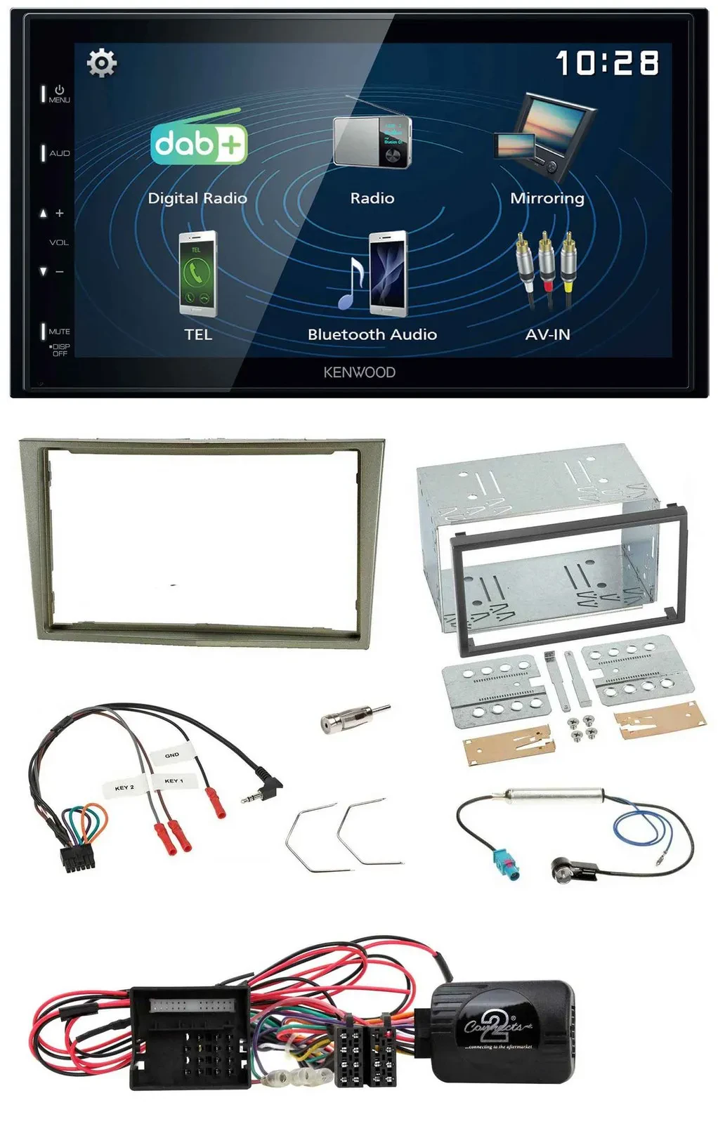 Kenwood 2DIN Bluetooth Lenkrad USB DAB Autoradio für Opel Corsa D satin-stone 09