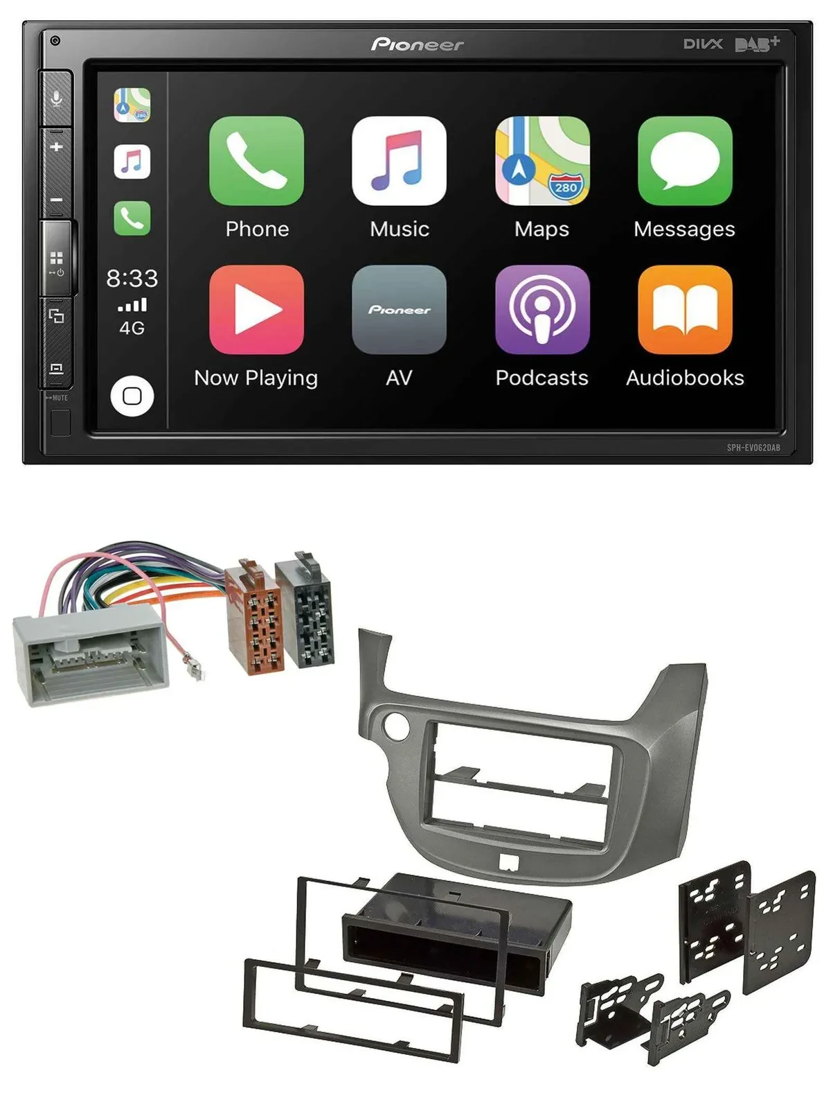 Pioneer USB MP3 DAB 2DIN Bluetooth Autoradio für Honda Jazz ab 09 silber