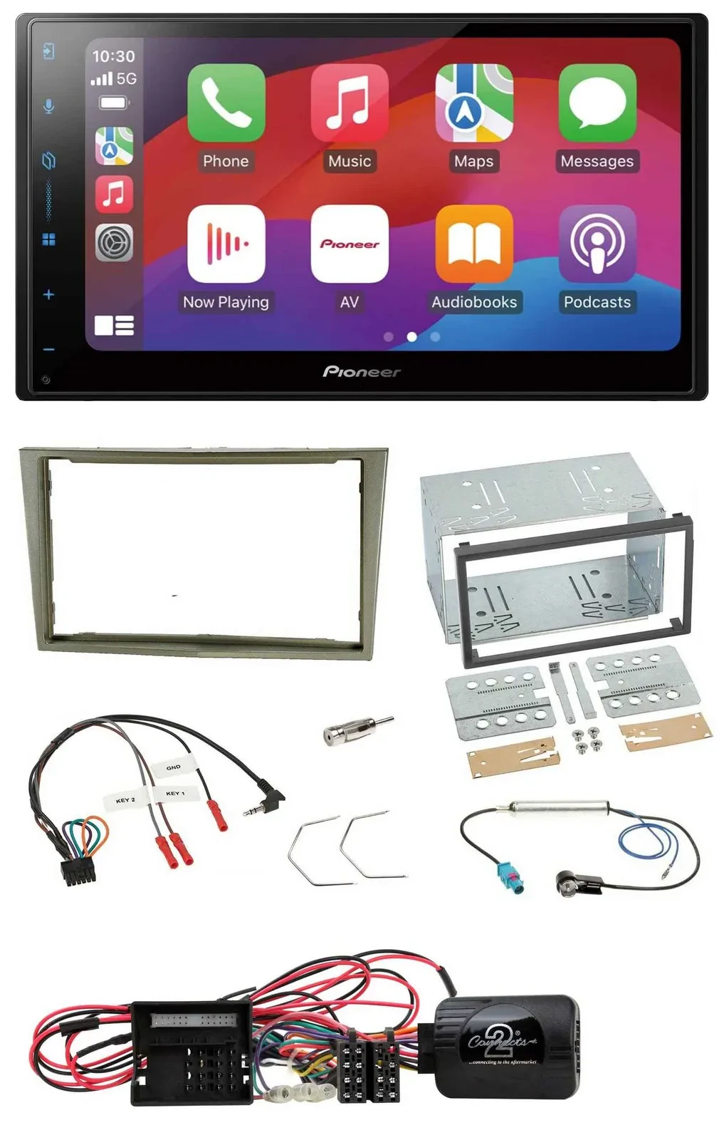Pioneer DAB USB Lenkrad Bluetooth 2DIN Autoradio für Opel Corsa D satin-stone 09