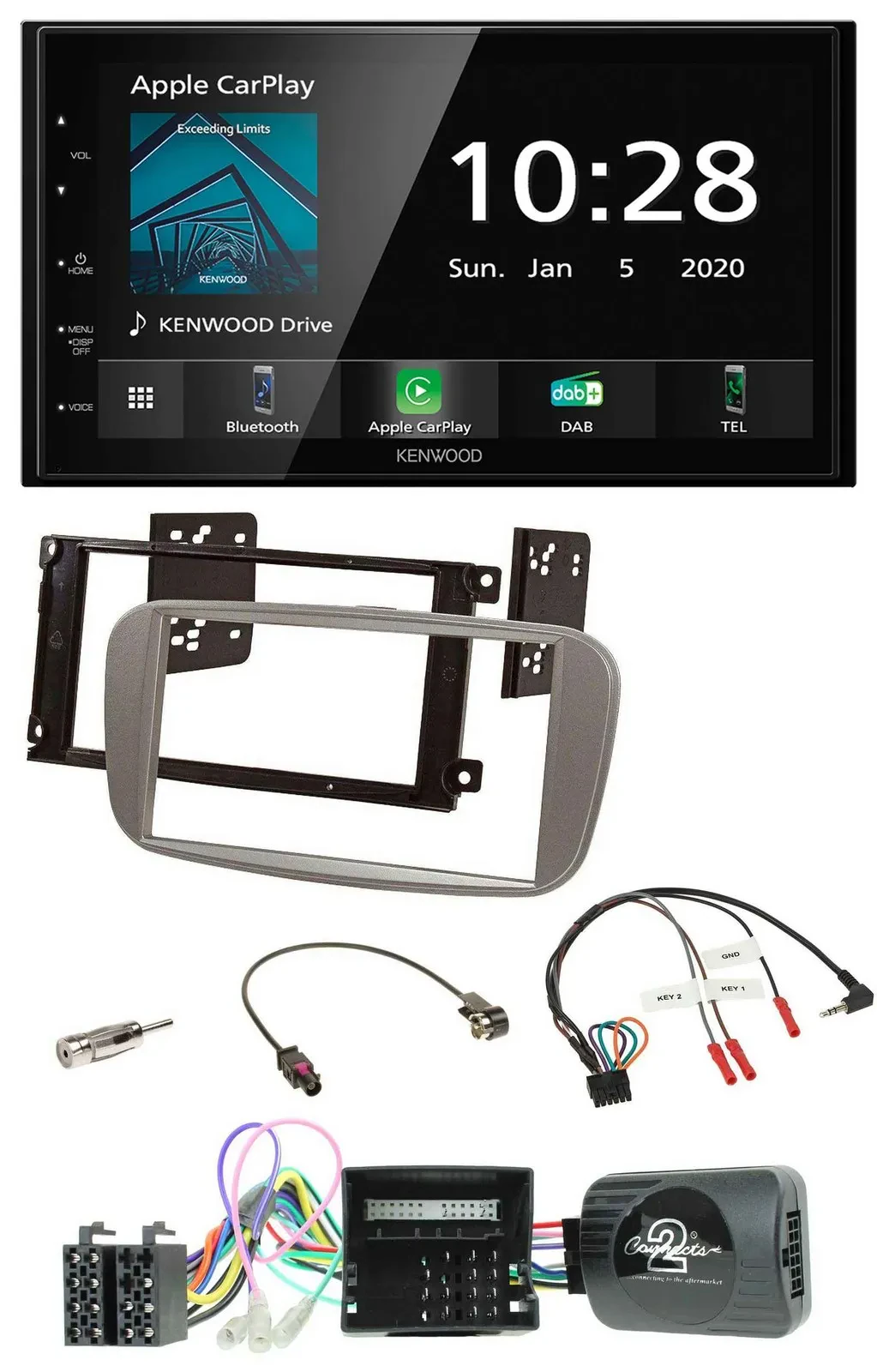 Kenwood Bluetooth Lenkrad DAB USB 2DIN Autoradio für Ford C Max Galaxy Focus Can
