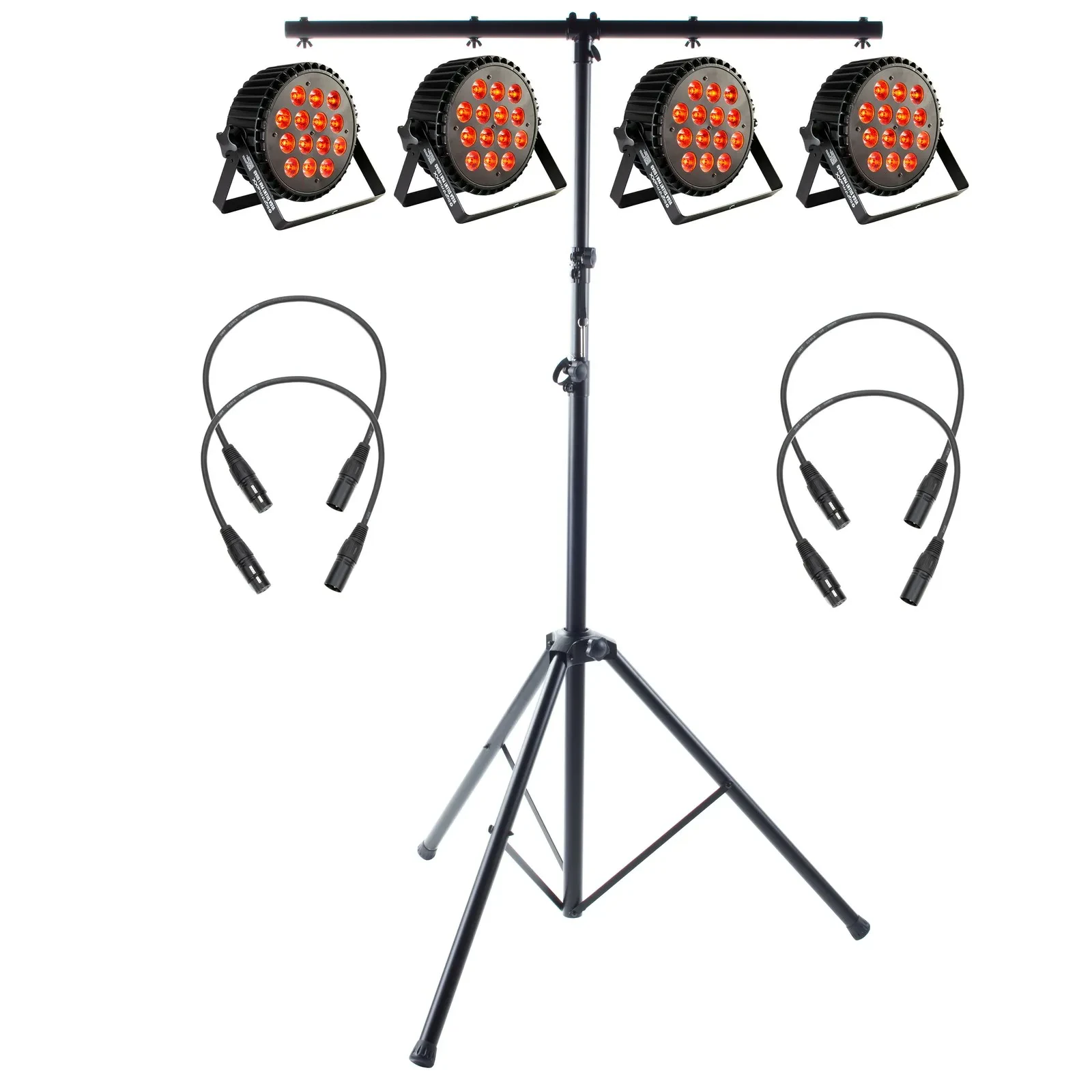 LightmaXX VEGA Silent PAR I Quad LED Set, 4x 8W RGBW PAR-56 DMX 112W Schwarz