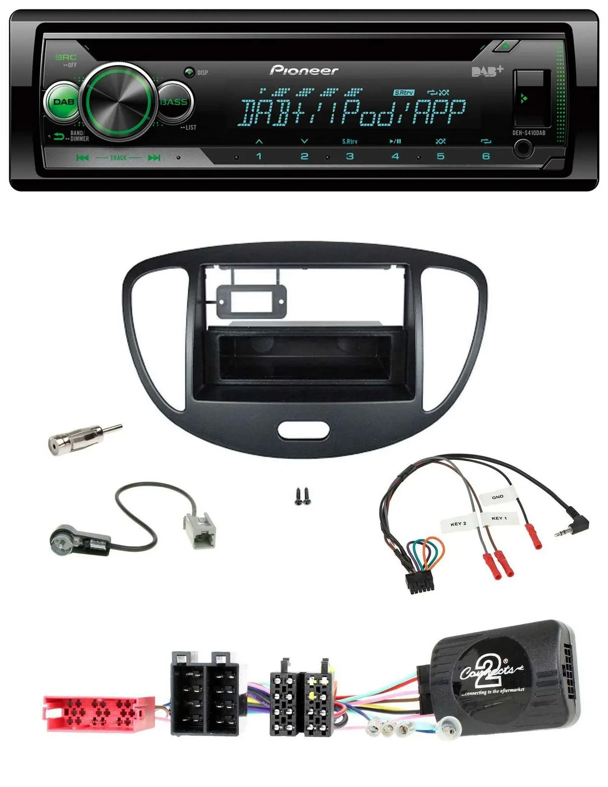 Автомагнитола для Hyundai i10 Pioneer USB MP3 DAB CD ISO (2009–2013) черная