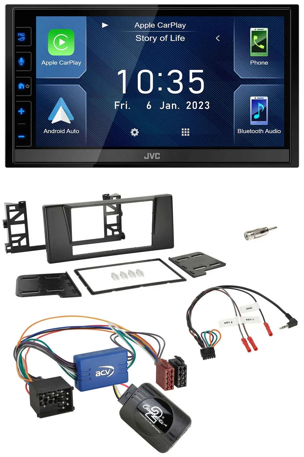 JVC DAB Bluetooth Lenkrad USB 2DIN Autoradio für BMW 5er E39 96-04 Aktivsystem