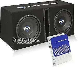 Б/У Сабвуфер автомобильный MTX Magnum MB210SP 2x10", 1200W, фазоинверторный (набор), с моноусилителем