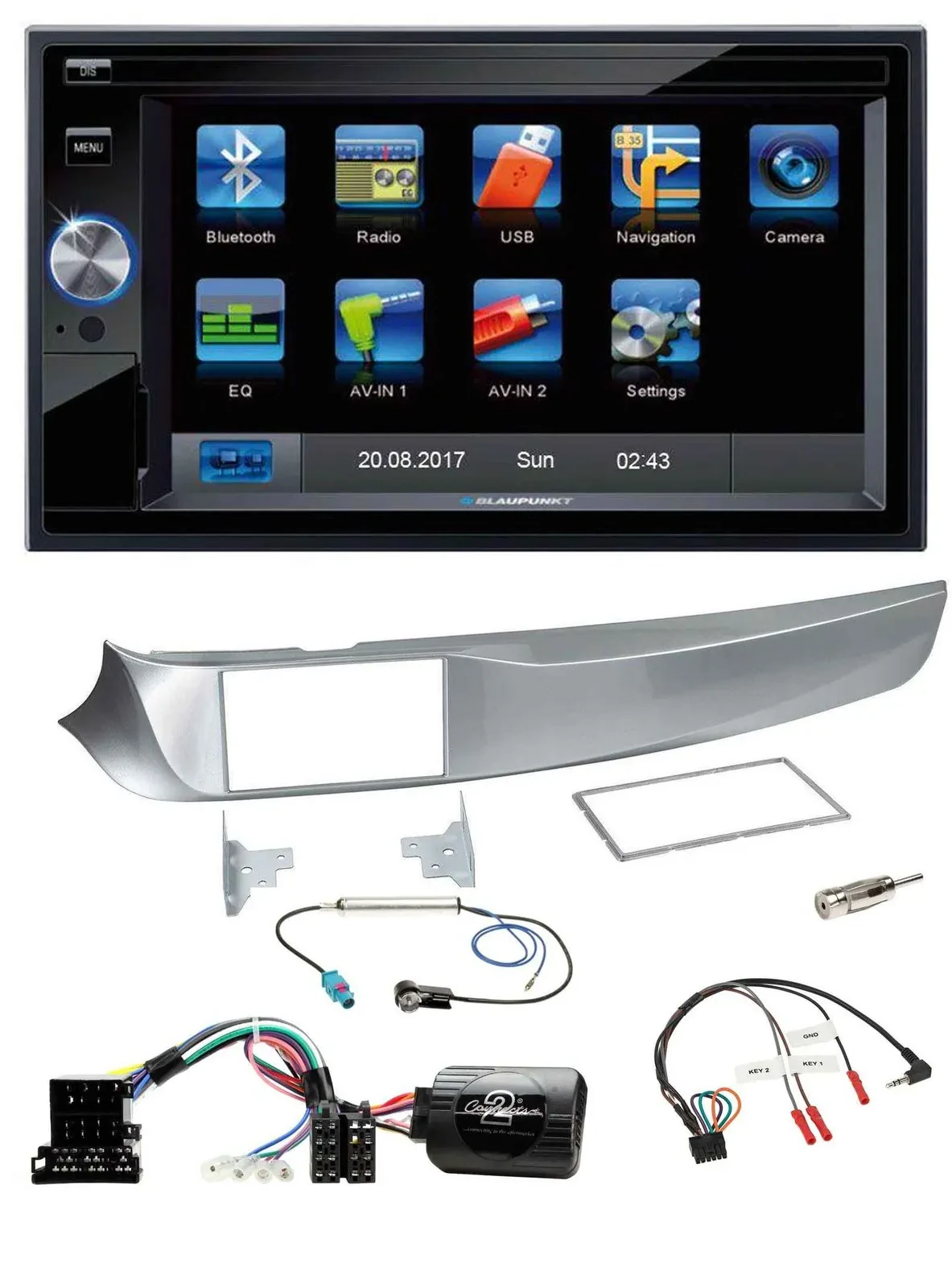 Автомагнитола для Alfa Romeo Giulietta 2010–2020 Blaupunkt 2-DIN Bluetooth USB SD MP3 поддержка кнопок на руле
