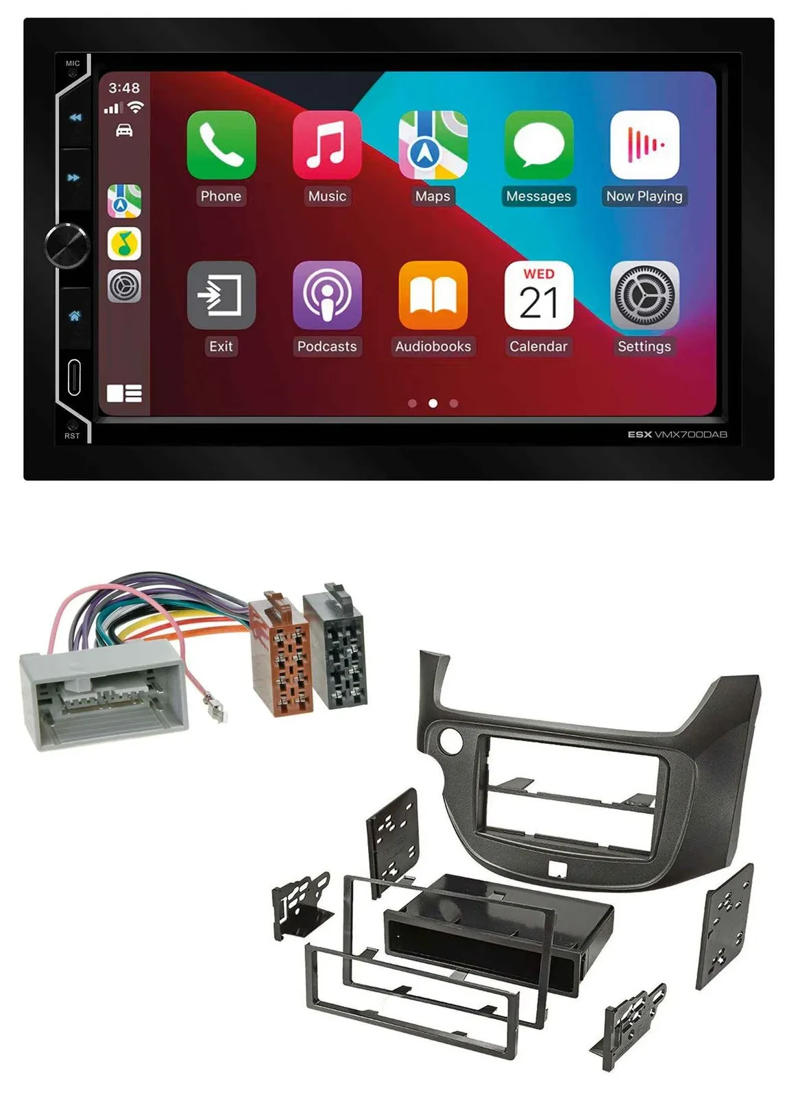 ESX 2DIN DAB USB MP3 Bluetooth Autoradio für Honda Jazz ab 09 dunkelgrau