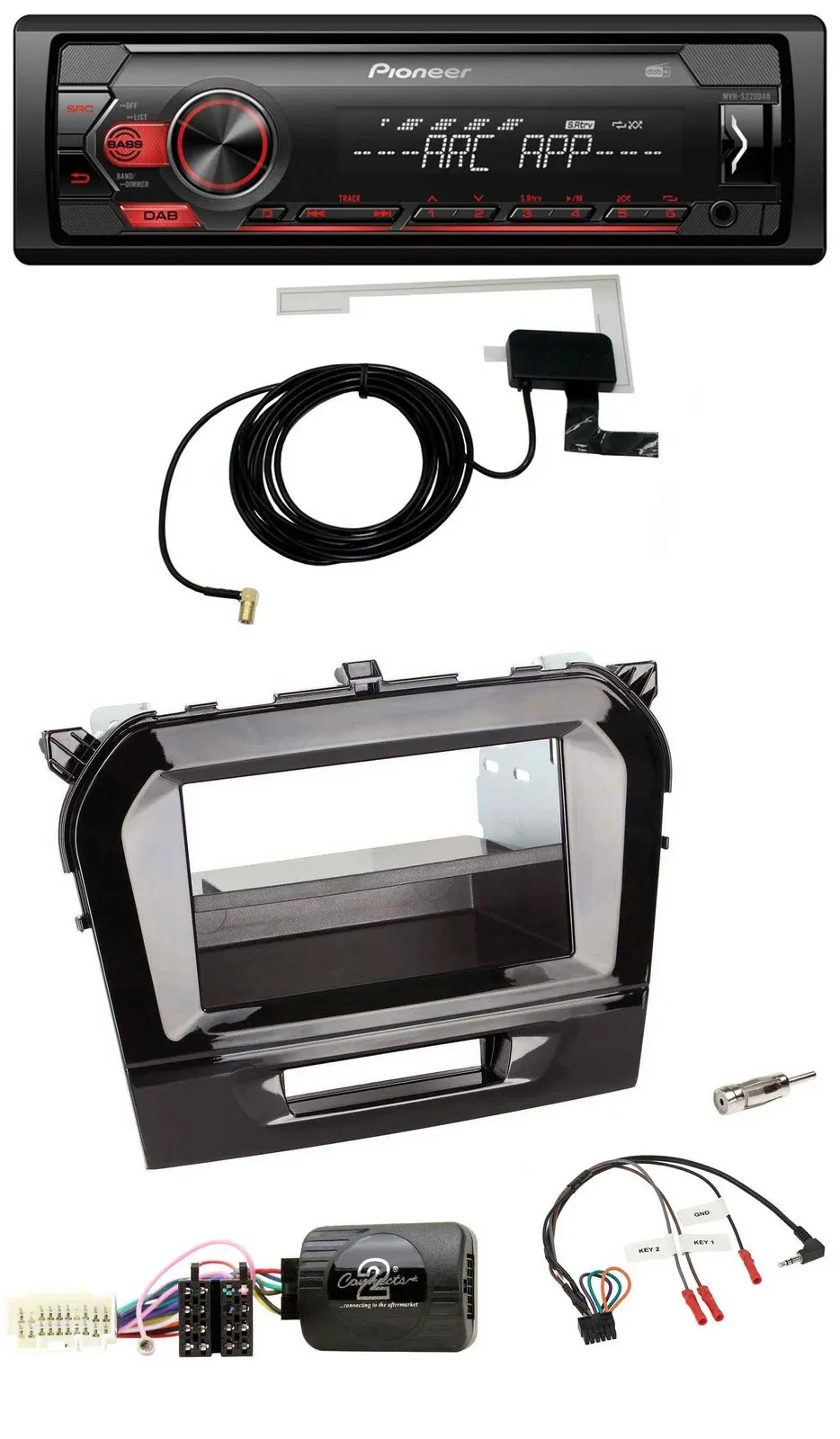 Автомагнитола для Suzuki Vitara Pioneer 1-DIN USB DAB MP3 черный глянец