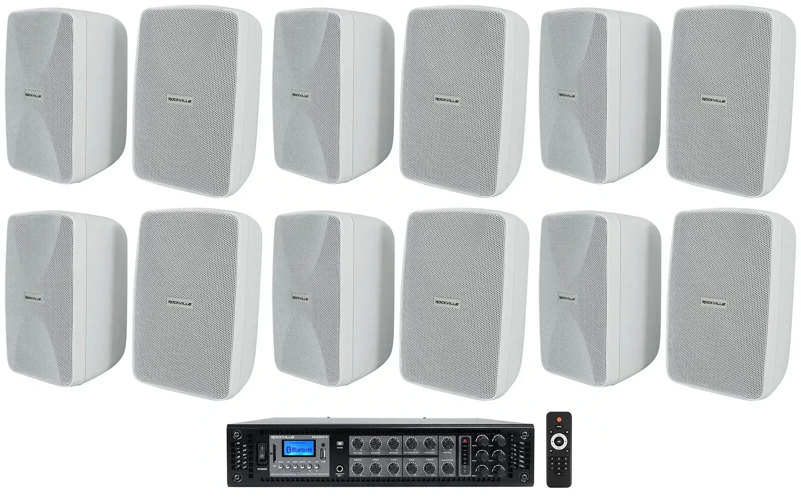 Настенная акустика Rockville WET-40W White с усилителем (12 штук)