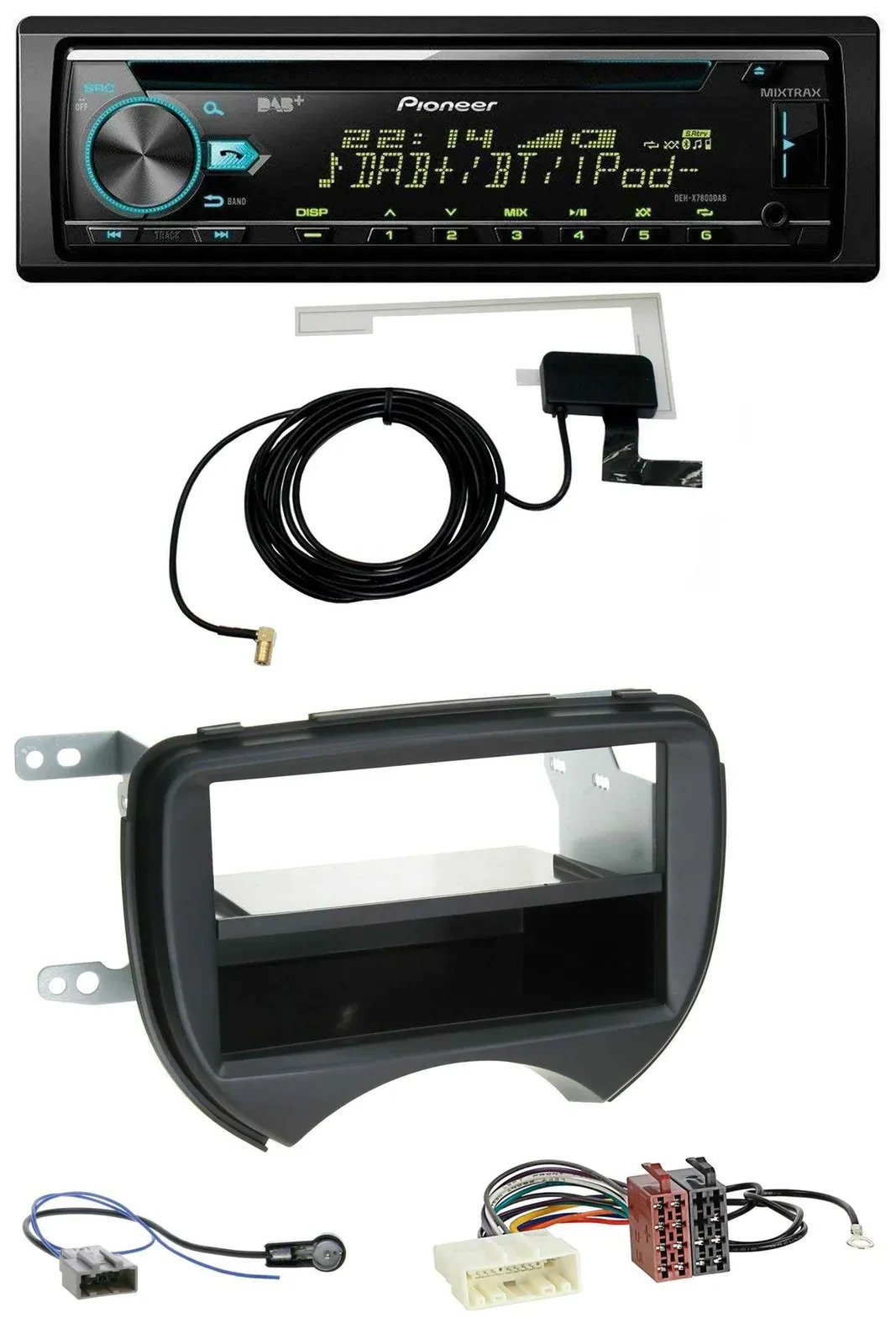 Автомагнитола для Nissan Micra K13 (2010–2013) Pioneer CD/MP3/USB/AUX/DAB, черный