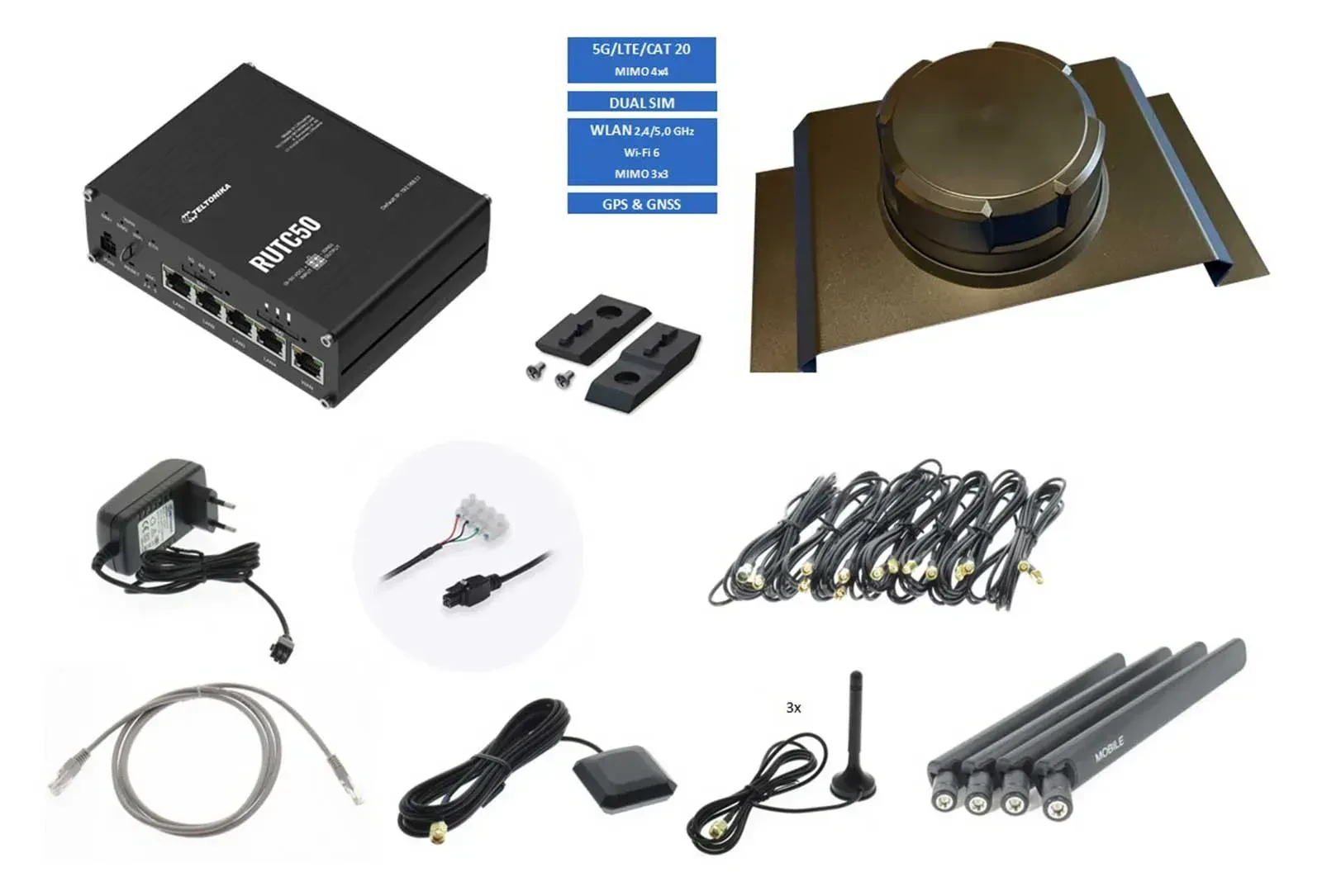 Teltonika 5G WLAN Router RUTC50 ANT730 schwarz Träger 15908 TEL-RUTC50-730B-8