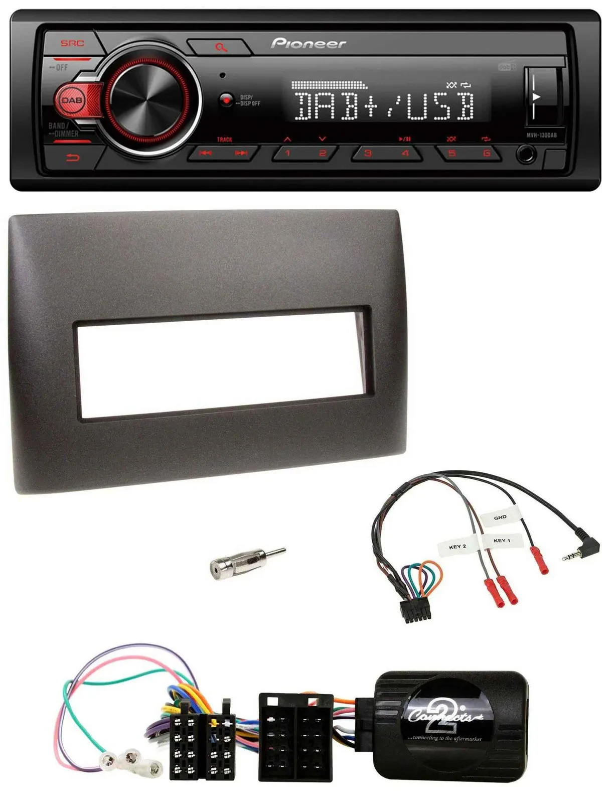 Автомагнитола Pioneer 1-DIN, MP3, DAB, USB, для Fiat Stilo (2001–2007), черная