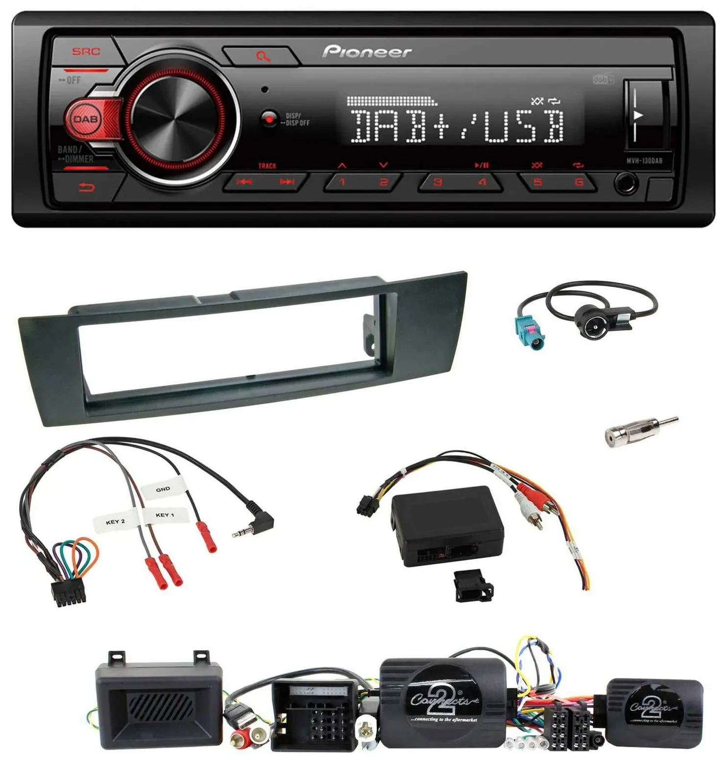 Pioneer MP3 1DIN DAB USB Lenkrad Autoradio für BMW 1er E87 04-13 Aktiv PDC