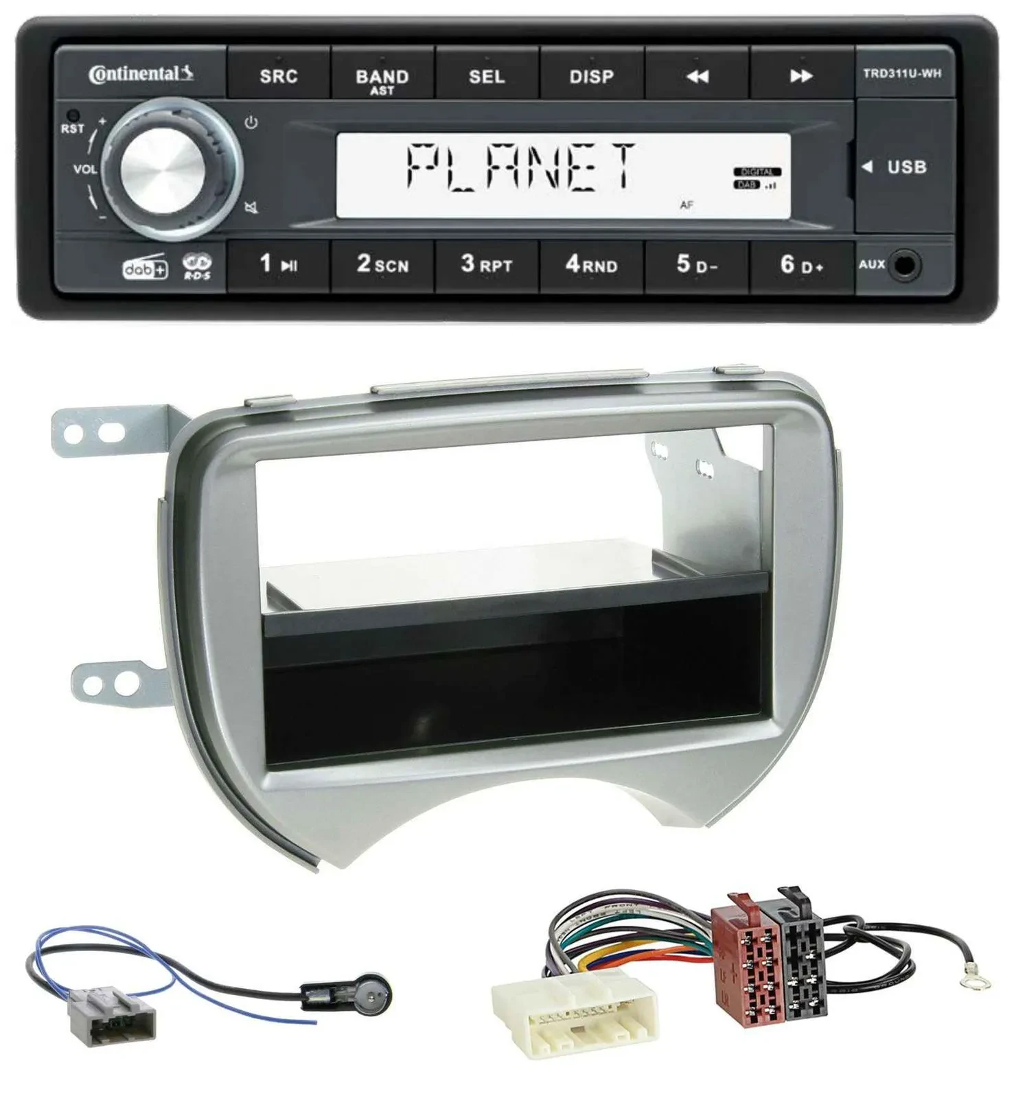 Continental MP3 AUX USB DAB 1DIN Autoradio für Nissan Micra (10-13 K13) silber