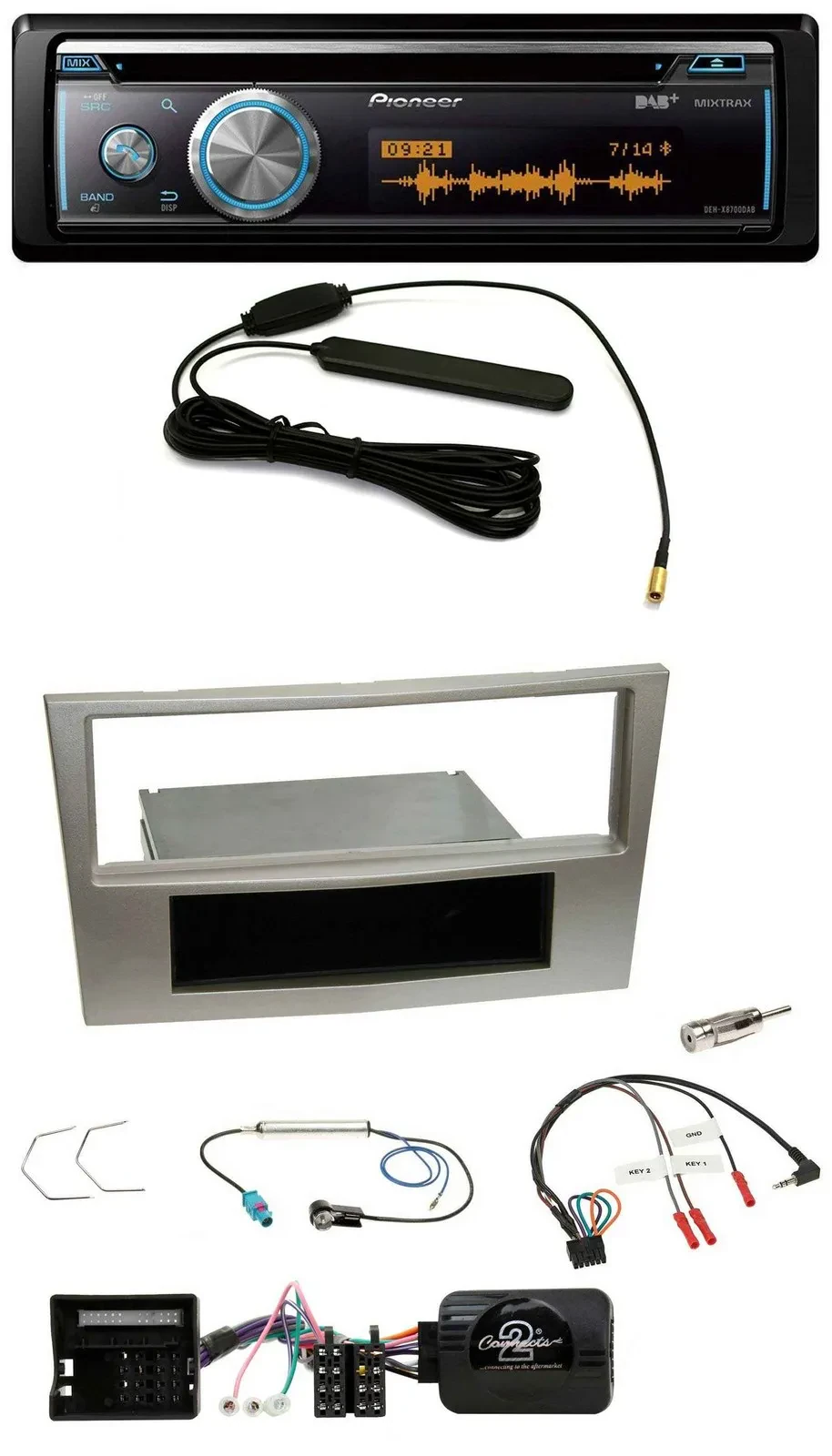 Автомагнитола Pioneer CD, USB, Bluetooth, DAB для Opel Zafira B/Astra H/Corsa D, совместима с кнопками на руле