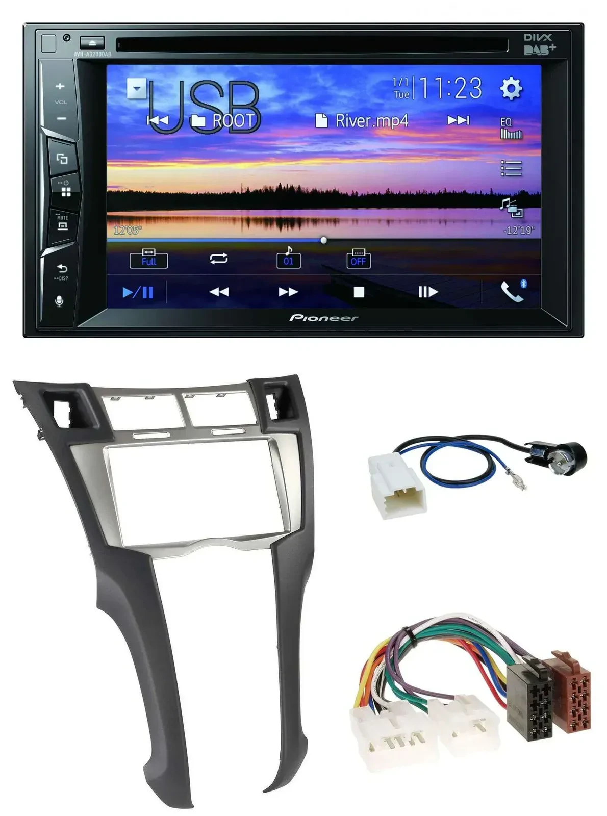Автомагнитола для Toyota Yaris (2007–2011) Pioneer 2-DIN, Bluetooth, USB, DVD, DAB, MP3