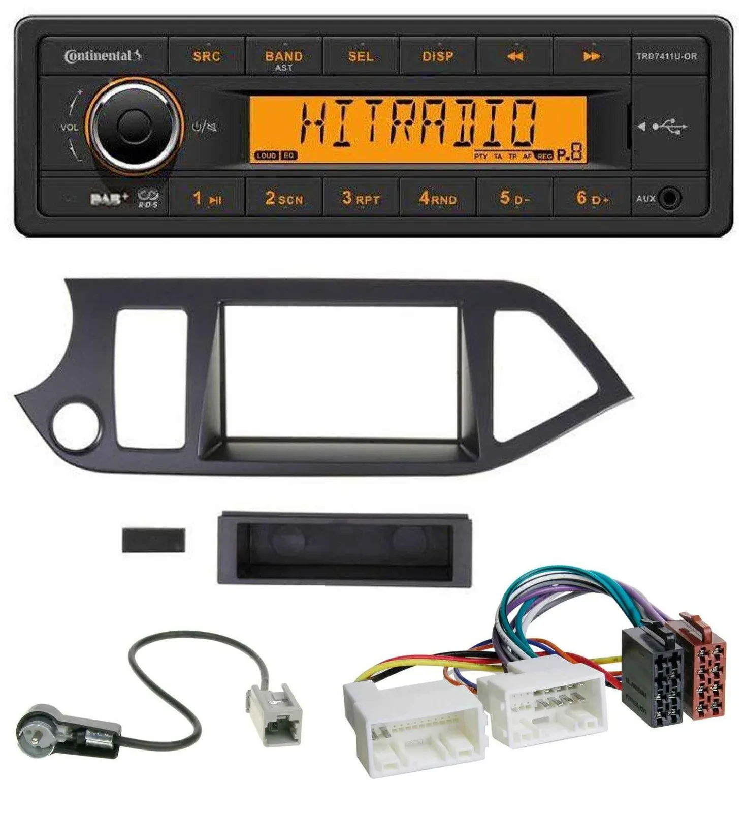 Continental 1DIN DAB MP3 AUX USB Autoradio für Kia Picanto ab 2011 Start-Stop