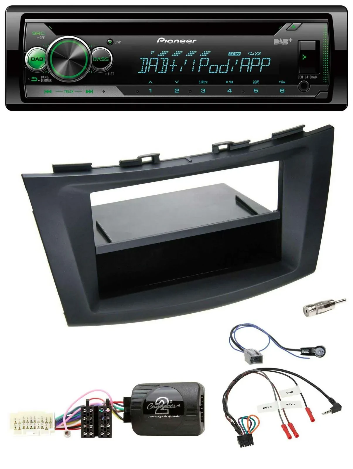 Pioneer USB MP3 DAB Lenkrad CD Autoradio für Suzuki Swift Sport ab 2011 schwarz