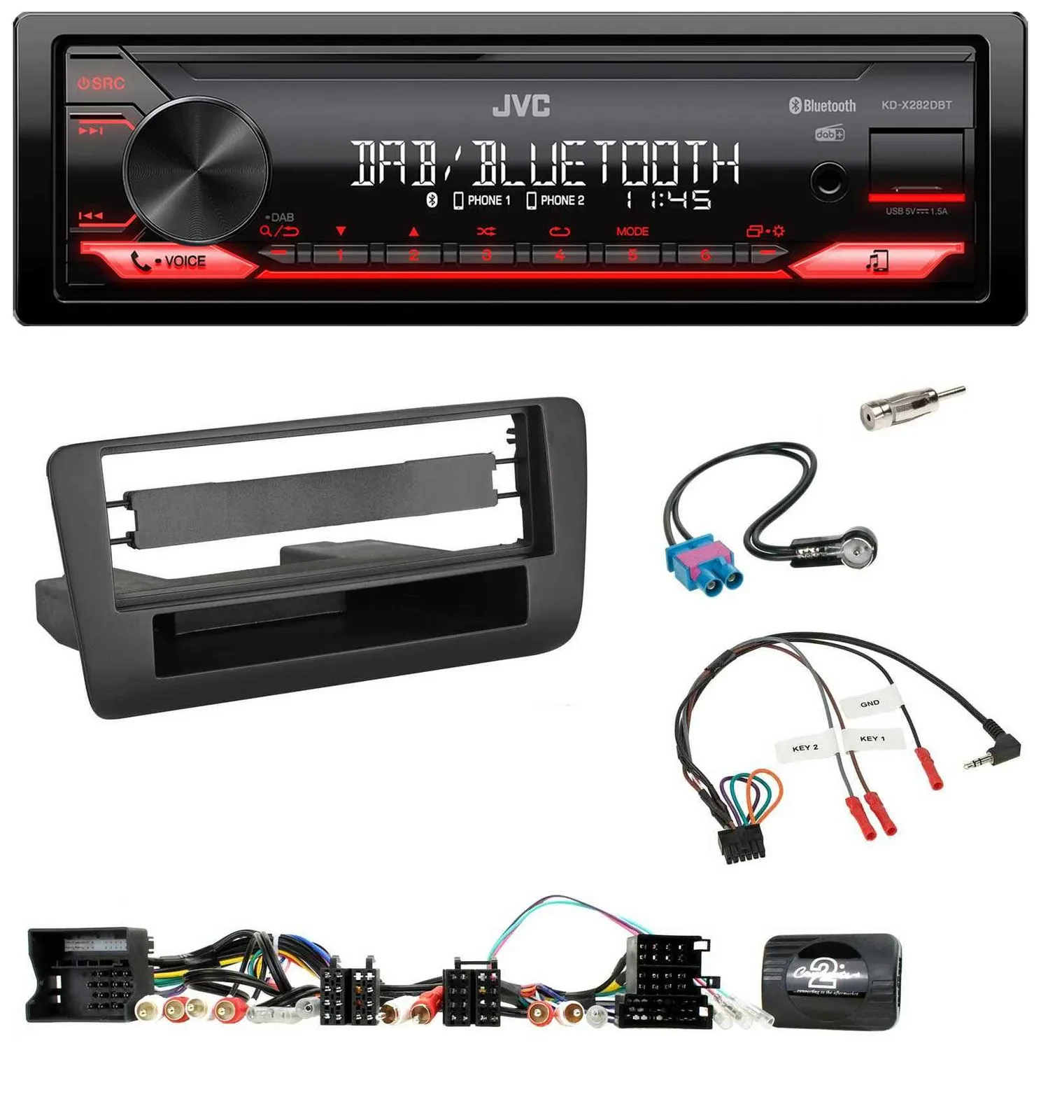 JVC Bluetooth USB DAB Lenkrad Autoradio für Audi A1 (2010-2019)