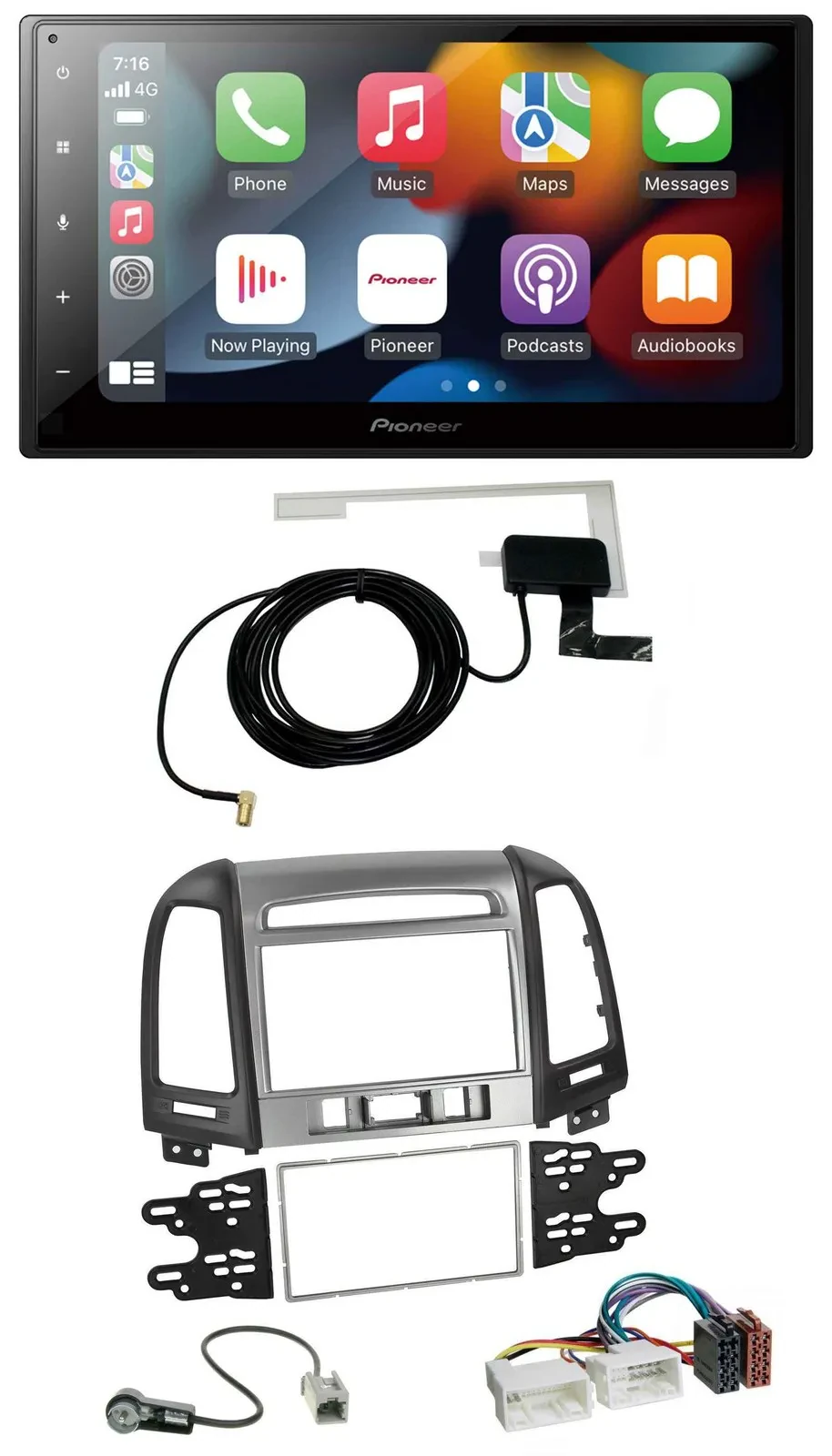 Pioneer MP3 USB Bluetooth DAB 2DIN Autoradio für Hyundai Santa Fe 3 Schalter 06-