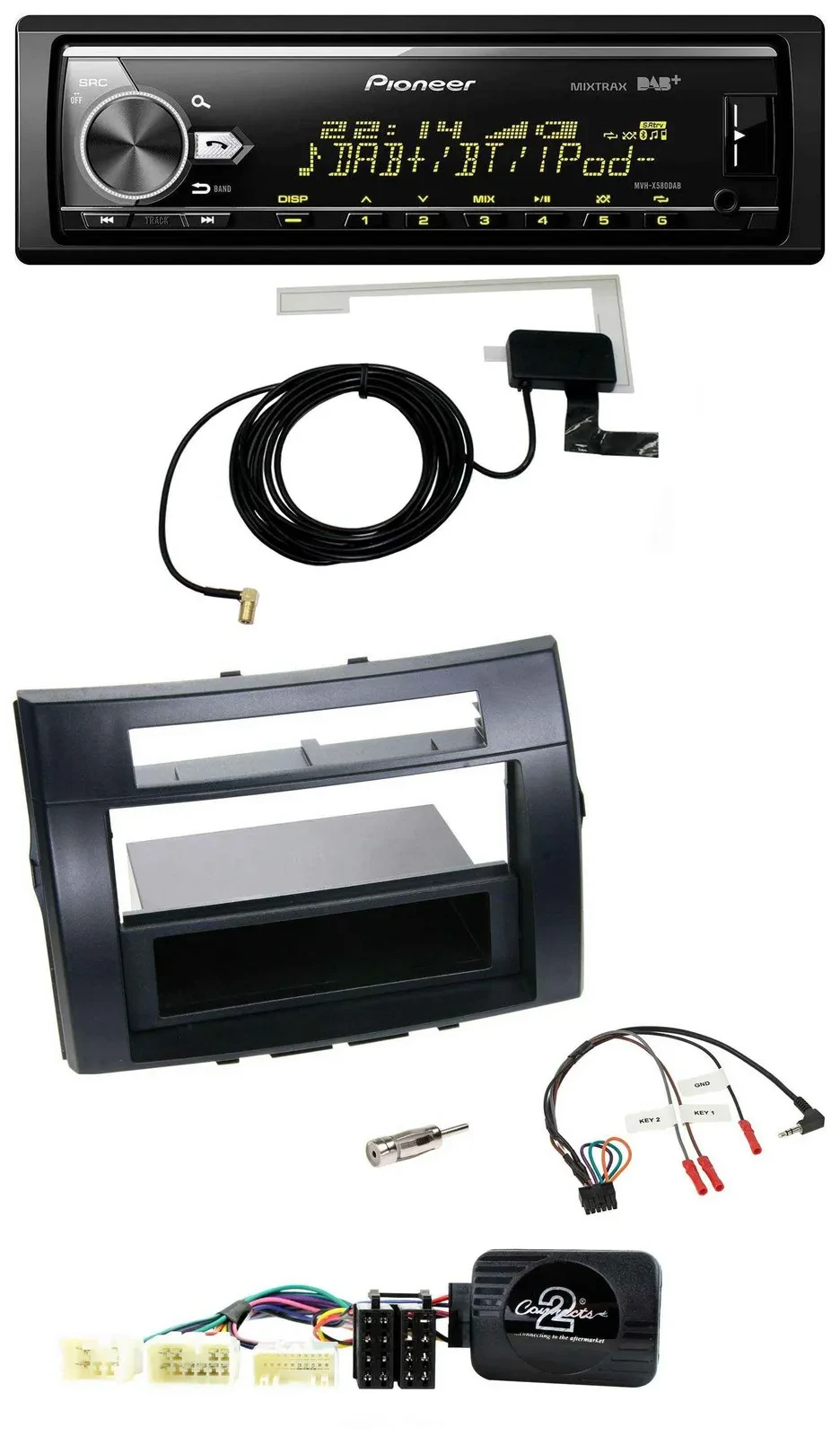 Автомагнитола для Toyota Corolla Verso 2004–2007 Pioneer Bluetooth, DAB, USB, совместимость с кнопками на руле