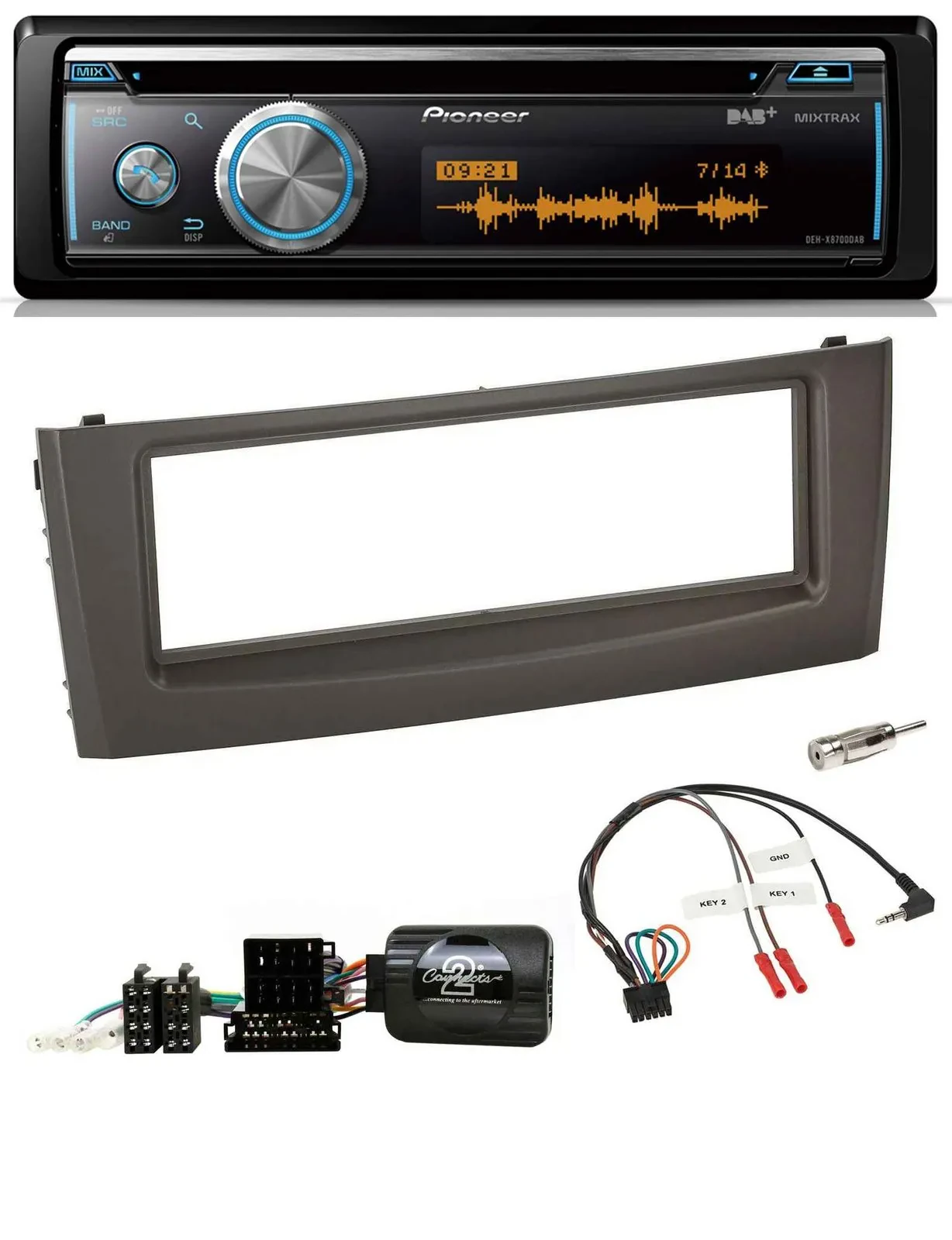 Pioneer Lenkrad DAB USB CD Bluetooth Autoradio für Fiat Grande Punto 06-10 schwa