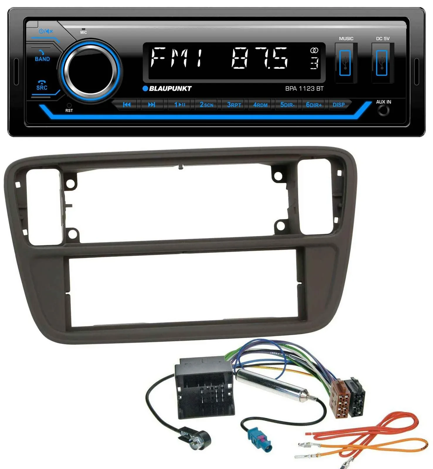 Blaupunkt MP3 Bluetooth USB AUX Autoradio für VW Up (AA, AAN, 2011-2016)