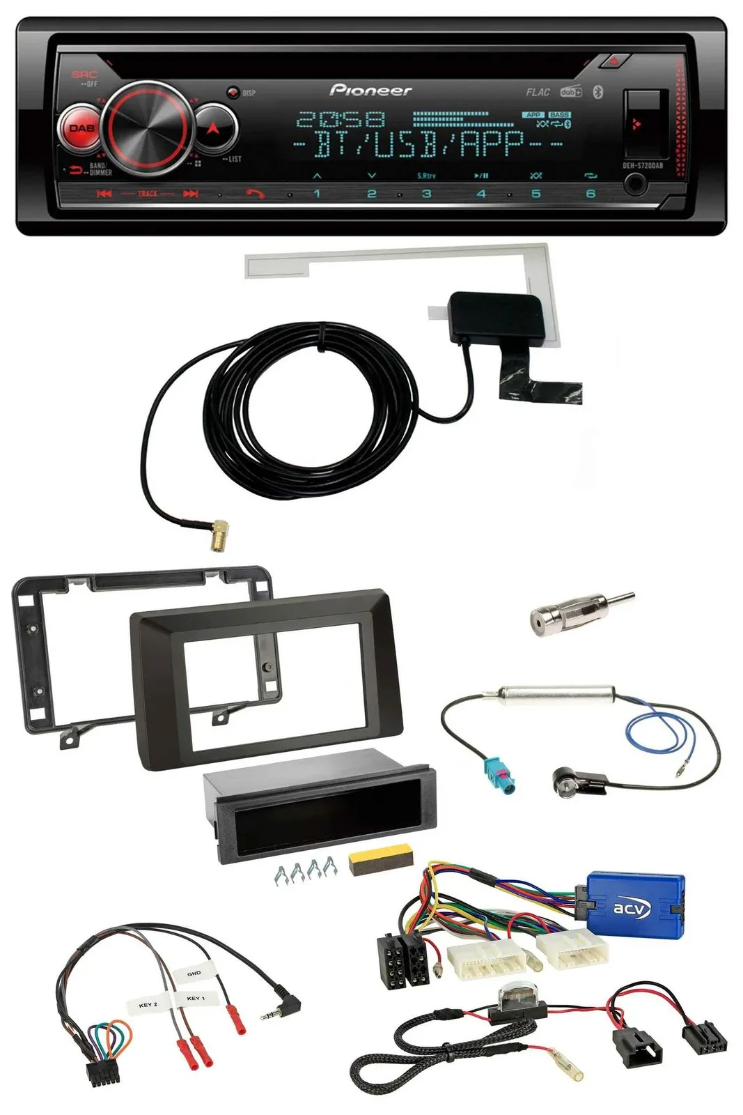 Автомагнитола для Dacia Duster (с 2021) Pioneer DAB CD USB Bluetooth, поддержка кнопок на руле