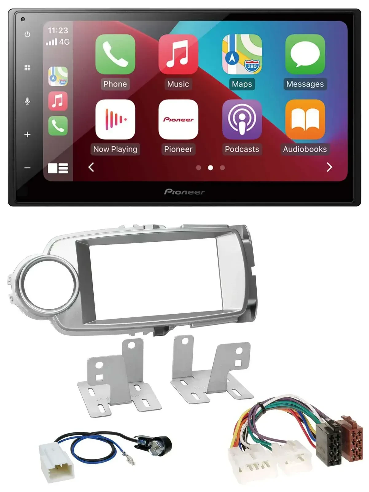 Автомагнитола Pioneer 2 DIN USB MP3 DAB Bluetooth для Toyota Yaris 2011–2014 серебристая