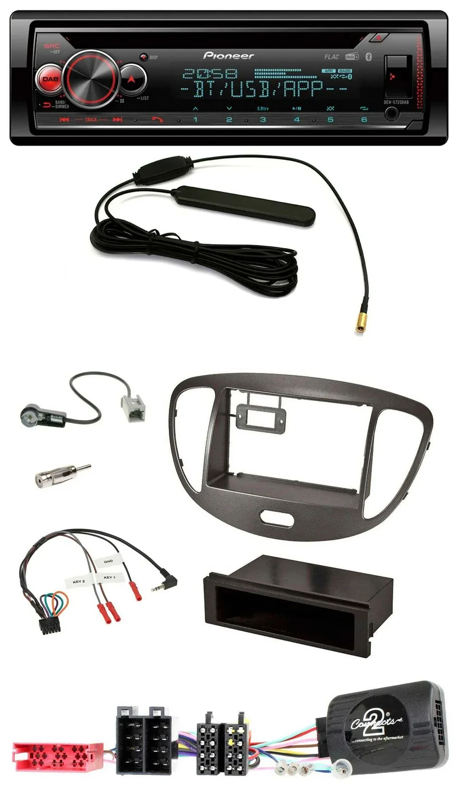 Pioneer USB DAB Lenkrad Bluetooth CD Autoradio für Hyundai i10 ISO 2009-13 dunke