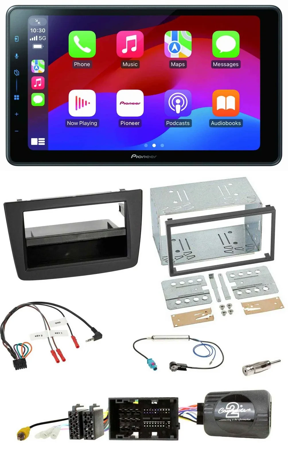Pioneer Bluetooth 2DIN USB Lenkrad DAB Autoradio für Alfa Mito 14-18 schwarz