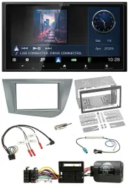 Kenwood Bluetooth 2DIN USB DAB Lenkrad Autoradio für Seat Leon 2005-2012 silber