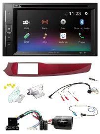 Pioneer Bluetooth Lenkrad USB 2DIN DAB DVD Autoradio für Alfa Giulietta rot 940
