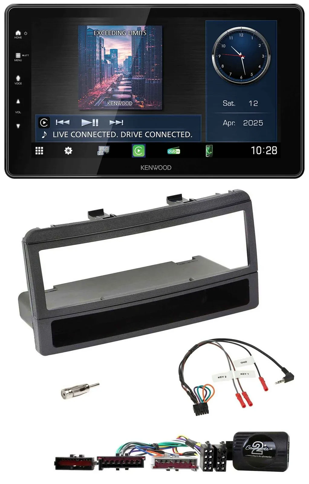 Kenwood Lenkrad Bluetooth USB DAB Autoradio für Ford Mondeo 00-02 schwarz Ablage