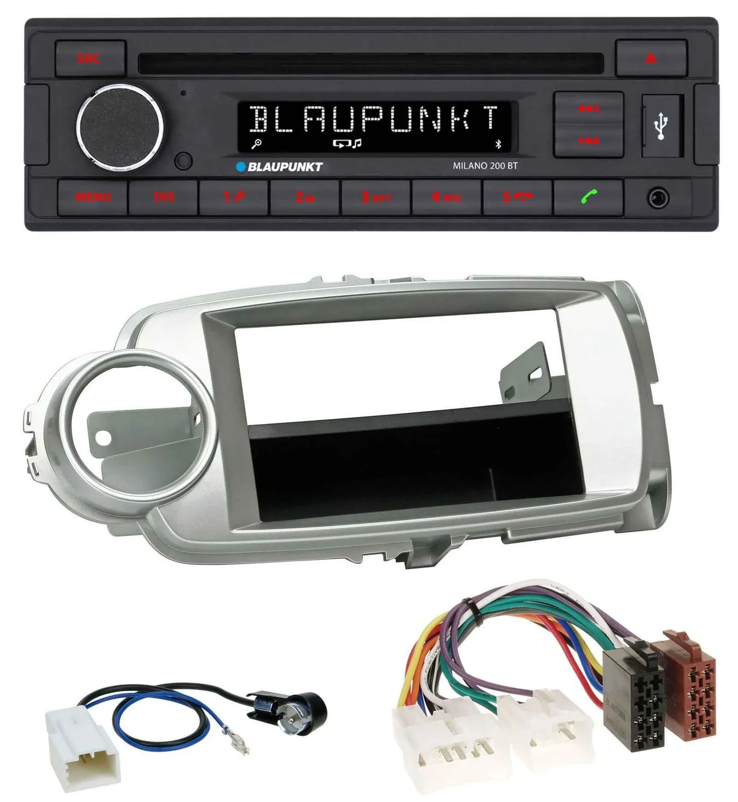 Blaupunkt MP3 USB CD Bluetooth AUX Autoradio für Toyota Yaris (11-14) - silber